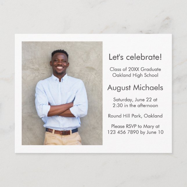 Simple and Classic Graduation Party Photo Postcard (Front)