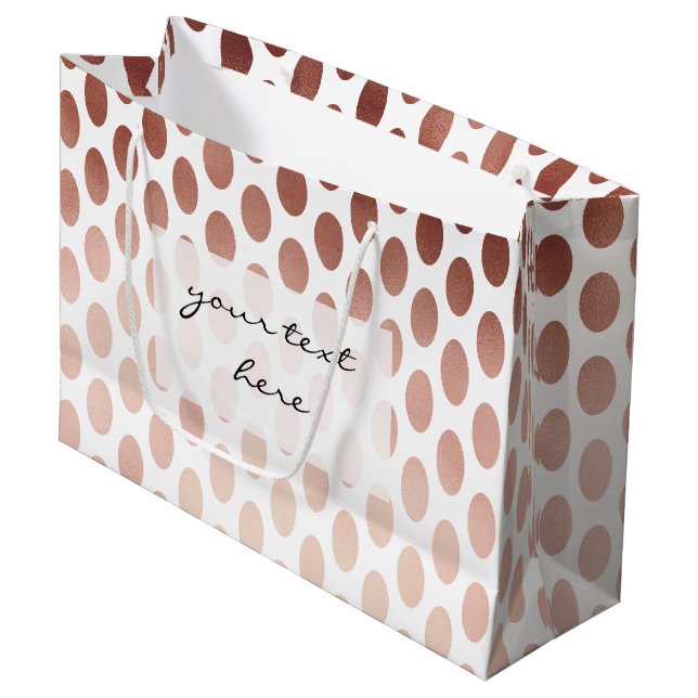 simple and clear rose gold polka dots pattern large gift bag (Front Angled)