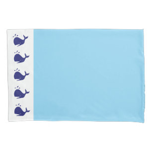 Simple and Cute Baby Blue Whales Boy's Bed Pillowcase