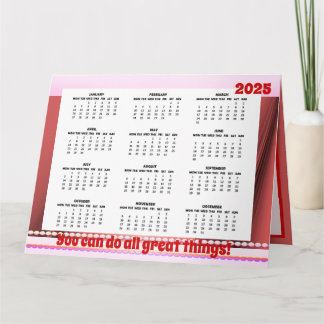 Simple and Cute Calendar 2025 Folded Card