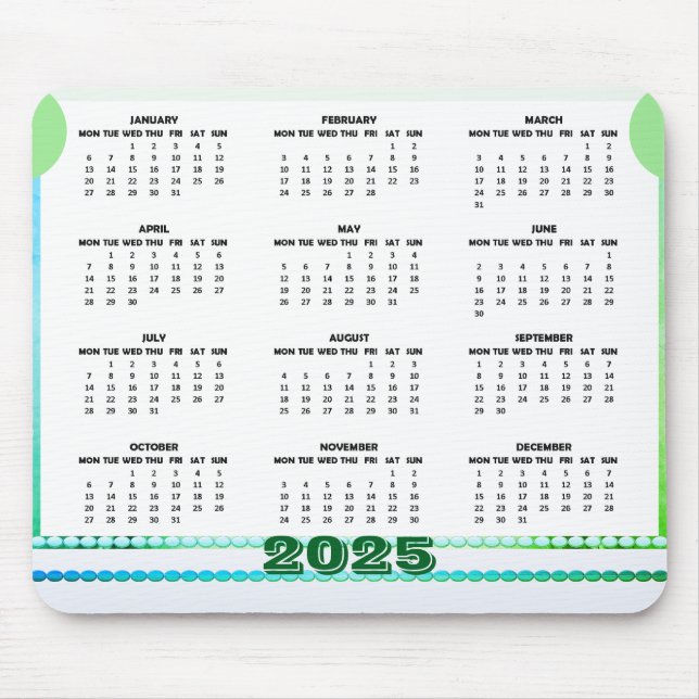 Simple and Cute Calendar 2025 Mousepad (Front)