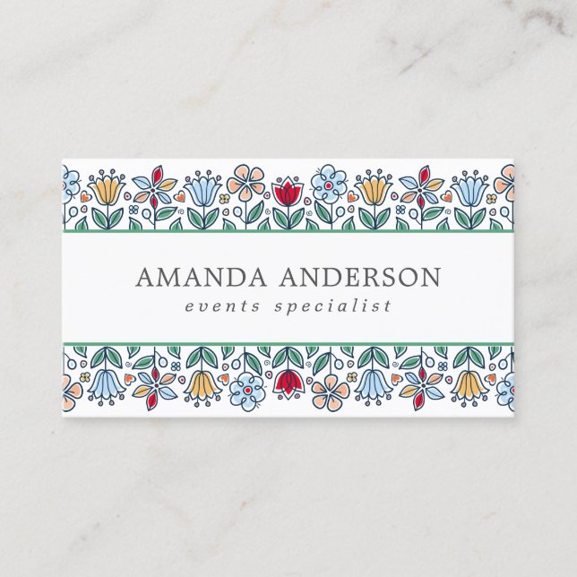 Simple and Cute Hand-drawn Floral | Business Card (Front)
