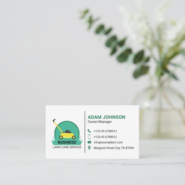 Simple and Effective Lawn Care Customizable Business Card (Standing Front)