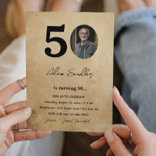 Simple and elegant 50th Birthday Party Rustic Invitation