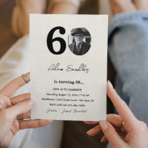 Simple and elegant 60th Birthday Party Canva Invitation