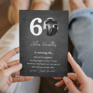 Simple and elegant 60th Birthday Party Grey Invitation