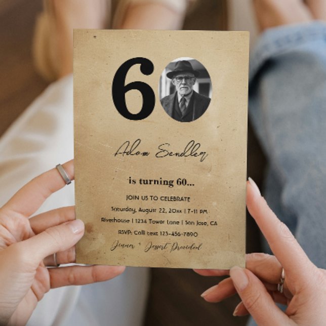 Simple and elegant 60th Birthday Party Rustic Invitation (Creator Uploaded)
