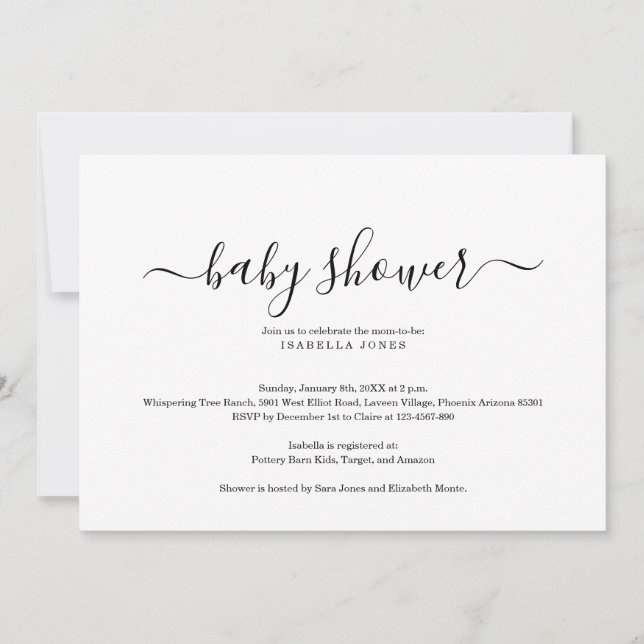 Simple and Elegant Baby Shower Invitation (Front)