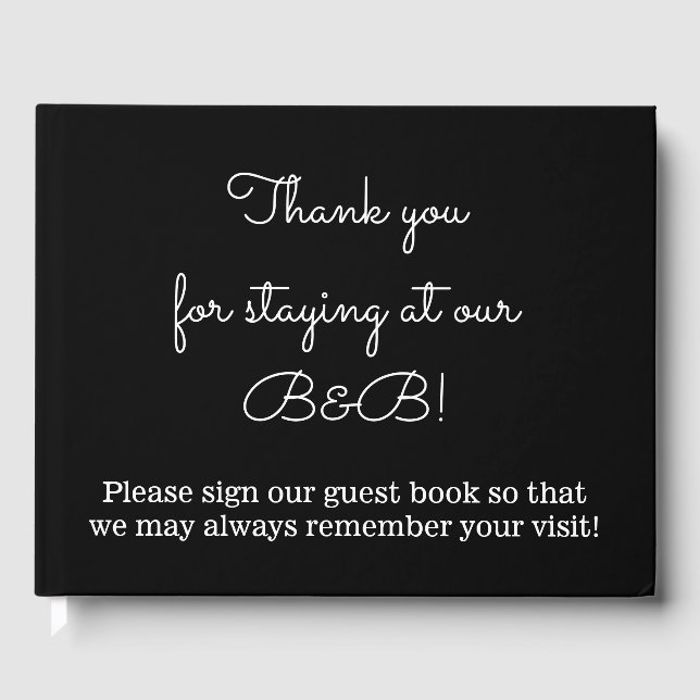 Simple and Elegant Bed And Breakfast Guest Book (Front)