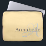 Simple and Elegant Beige monogram and name Laptop Sleeve<br><div class="desc">Protect your laptop in style with the Simple and Elegant Red Monogram and Name Laptop Sleeve. Featuring a bold red background with a customizable monogram and name, this sleek and modern design adds a personal touch while keeping your device safe. Made from durable and lightweight materials, this laptop sleeve provides...</div>