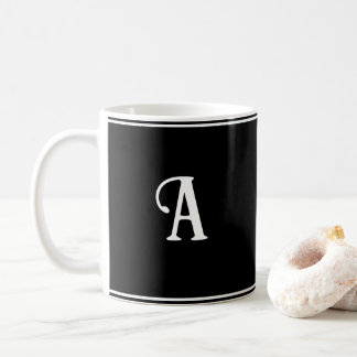 Simple and Elegant Black and White Custom Initial Coffee Mug