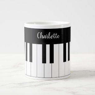 Simple and Elegant Black and White Piano Keyboard Large Coffee Mug