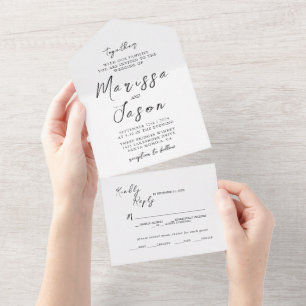 Simple and Elegant Black and White Wedding   All In One Invitation