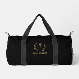Simple And Elegant Black Gold Monogram  Duffle Bag