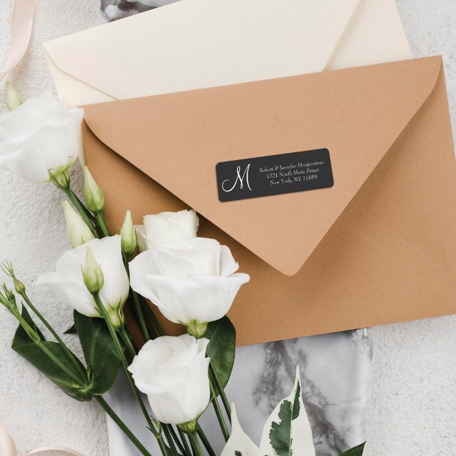 Simple and Elegant, Black & White Monogram Address (Créateur téléchargé)
