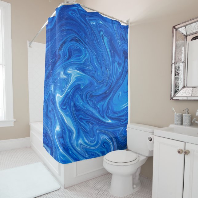 Simple and Elegant Blue Marble Abstract Artwork | (In Situ)