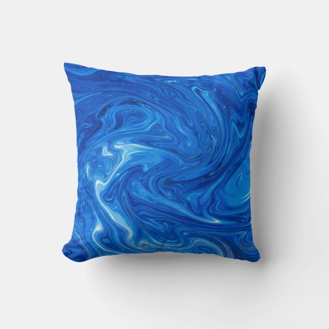 Simple and Elegant Blue Marble Abstract Artwork | Throw Pillow (Front)