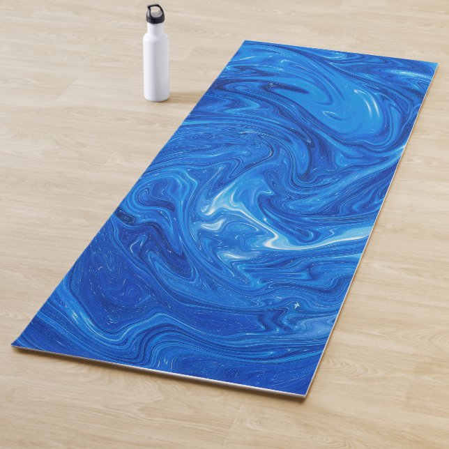 Simple and Elegant Blue Marble Abstract Artwork | Yoga Mat (In Situ)