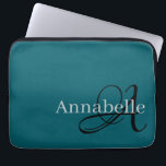 Simple and Elegant Blue monogram and name Laptop Sleeve<br><div class="desc">Protect your laptop in style with the Simple and Elegant Red Monogram and Name Laptop Sleeve. Featuring a bold red background with a customizable monogram and name, this sleek and modern design adds a personal touch while keeping your device safe. Made from durable and lightweight materials, this laptop sleeve provides...</div>