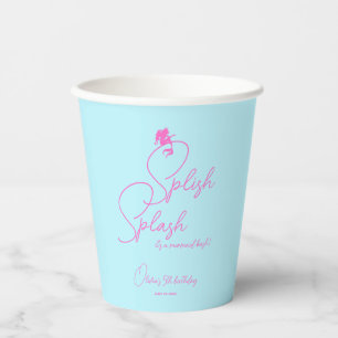 Simple And Elegant Blue Pink Girl Mermaid Paper Cups