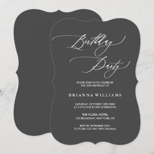 Simple and Elegant Calligraphy Birthday Party Invitation