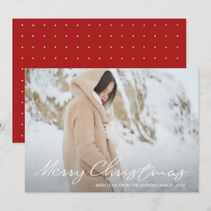 Simple and Elegant Christmas Dots Add Photo Holiday Card