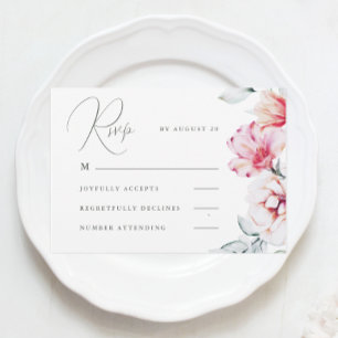 Simple and Elegant Colorful Floral Rsvp White Card