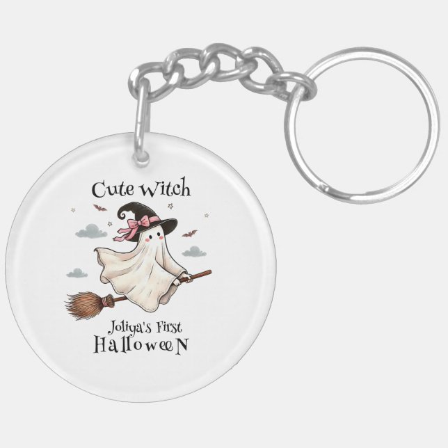 Simple and Elegant Cute witch first Halloween Keychain (Back Right)