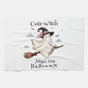 Simple and Elegant Cute witch first Halloween Kitchen Towel