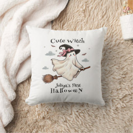 Simple and Elegant Cute witch first Halloween Throw Pillow