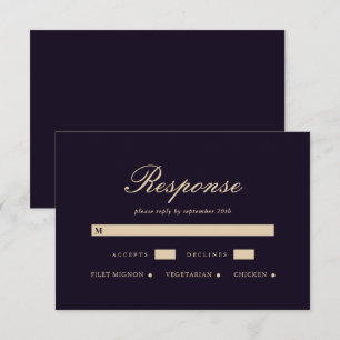 Simple and Elegant Deep Violet Wedding RSVP Card