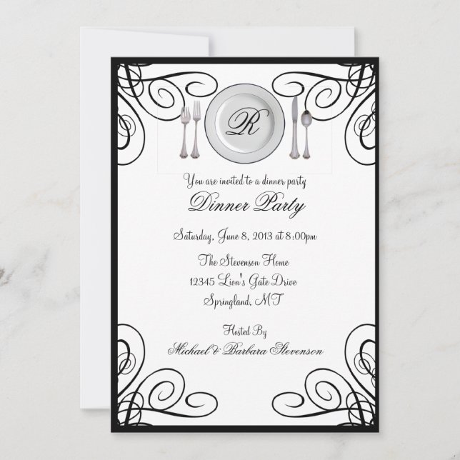 Simple and Elegant Dinner Party Invitations (Front)