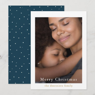 Simple and Elegant Dots Blue Photo Holiday Card