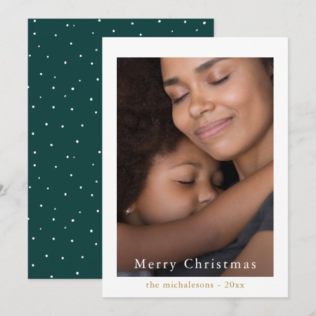 Simple and Elegant Dots Merry Christmas Photo Holiday Card (Front/Back)