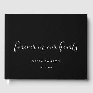 Simple and elegant Forever in our hearts funeral Guest Book