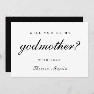 Simple and Elegant Godmother Proposal Black Invitation