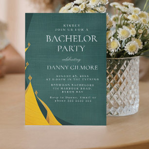 Simple and Elegant Green Bachelor Party Invitation