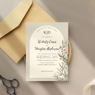Simple and Elegant Green Leaves Wedding Invitation