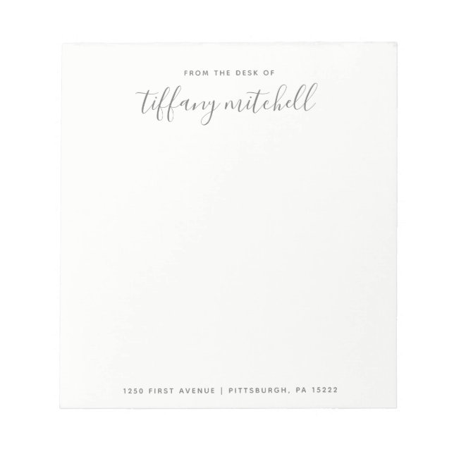 Simple and Elegant Grey and White | Typography Notepad (Front)