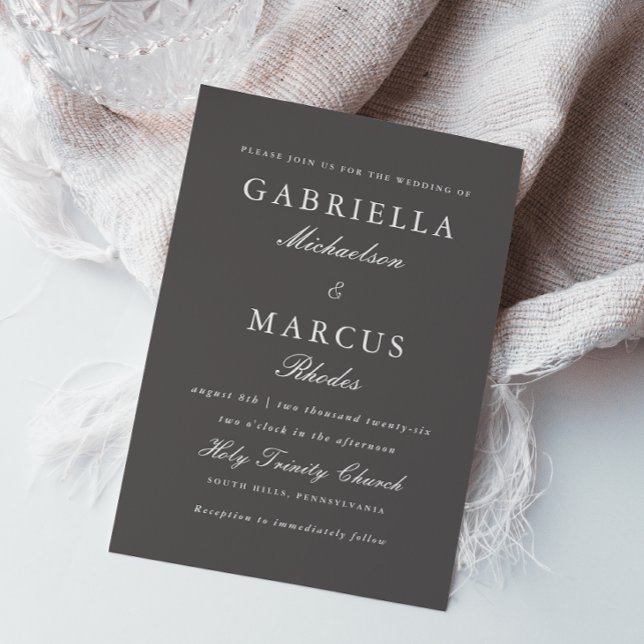 Simple and Elegant Grey and White Wedding  Invitation (Creator Uploaded)