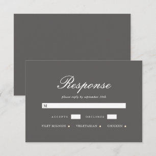 Simple and Elegant Grey Wedding RSVP Card