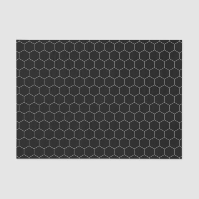 Simple And Elegant Honeycomb Pattern Black & Grey Tissue Paper (Front)