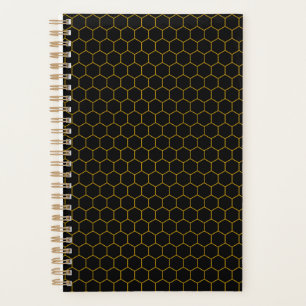 Simple and elegant honeycomb pattern black yellow planner