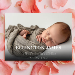 Simple and Elegant horizontal Baby Photo Birth Announcement