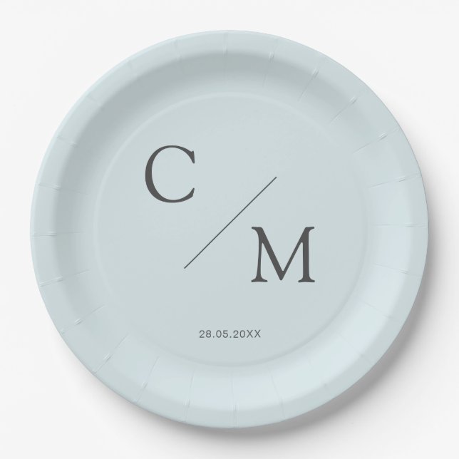 Simple and elegant monogram paper plate (Front)