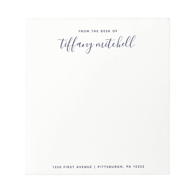 Simple and Elegant Navy and White | Typography Notepad (Front)