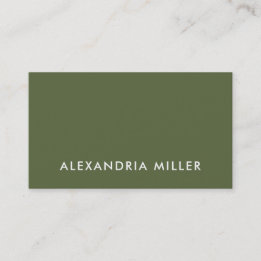 Simple and Elegant Olive Green Business Card