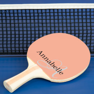 Simple and Elegant pink monogram and name Ping Pong Paddle