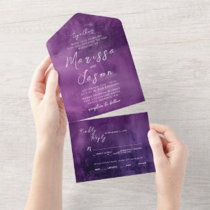 Simple and Elegant Purple Wedding All In One Invitation