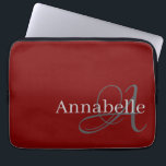 Simple and Elegant red monogram and name Laptop Sleeve<br><div class="desc">Protect your laptop in style with the Simple and Elegant Red Monogram and Name Laptop Sleeve. Featuring a bold red background with a customizable monogram and name, this sleek and modern design adds a personal touch while keeping your device safe. Made from durable and lightweight materials, this laptop sleeve provides...</div>